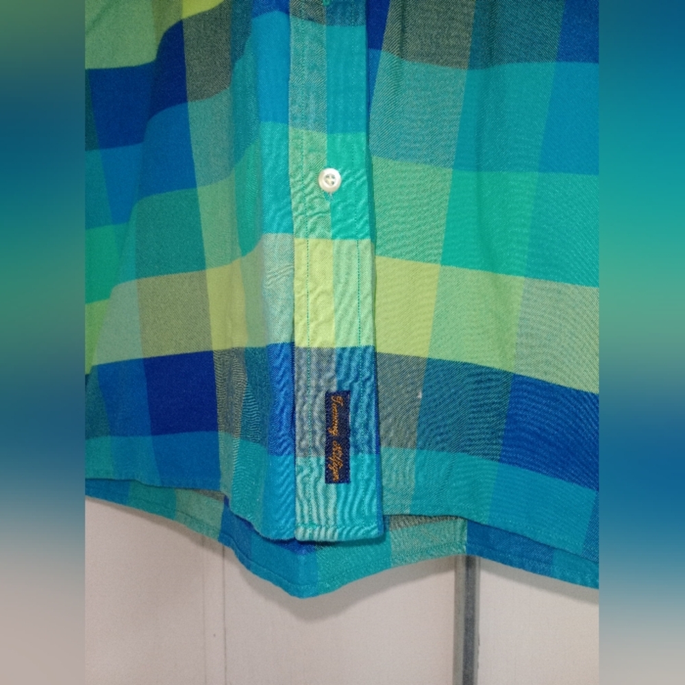 Men's Blue and Green Plaid Shirt - Picture 2 of 4